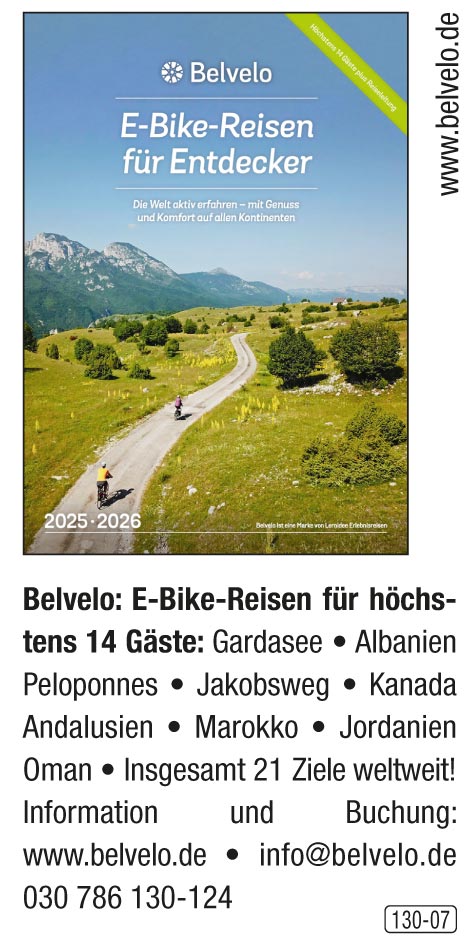 BELVELO- E-Bike Reisen für Entdecker