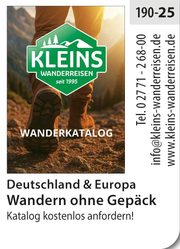 Kleins Wanderreisen – Wanderkatalog / Wandern ohne Gepäck